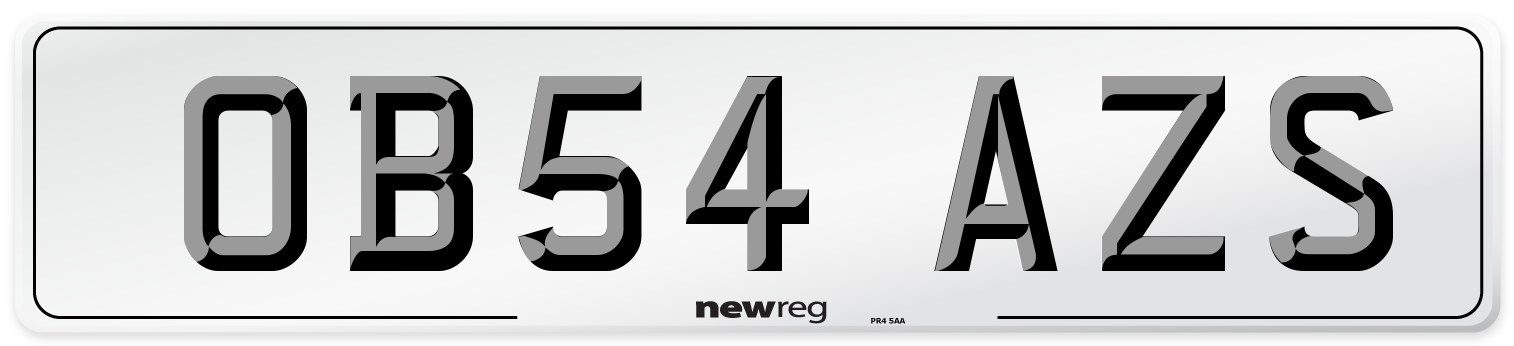 OB54 AZS Number Plate from New Reg